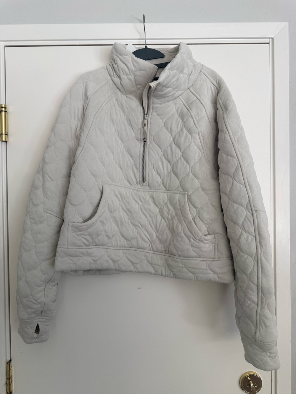 lululemon athletica Light Gray Quilted Half-Zip Pullover